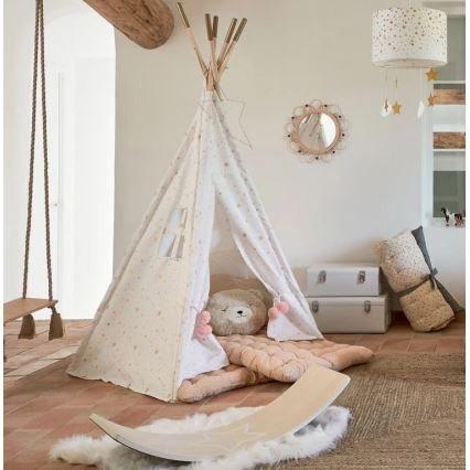 Atmosphera - Specchio da parete per bambini CAMPAIN Ø 38 cm in rattan