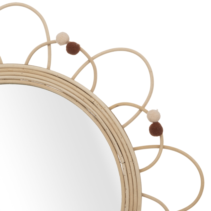 Atmosphera - Specchio da parete per bambini CAMPAIN Ø 38 cm in rattan