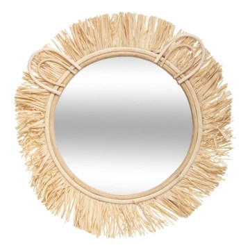Atmosphera - Specchio da parete per bambini LION, Ø 38 cm, in rattan/rafia