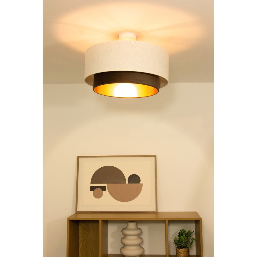 Aufbau-Deckenleuchte NATIA 1xE27/60W/230V Ø 45 cm weiß/braun