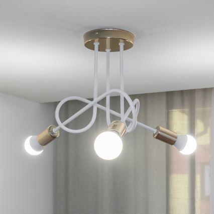 Aufbau-Deckenleuchte OXFORD 3xE27/15W/230V gold/weiß