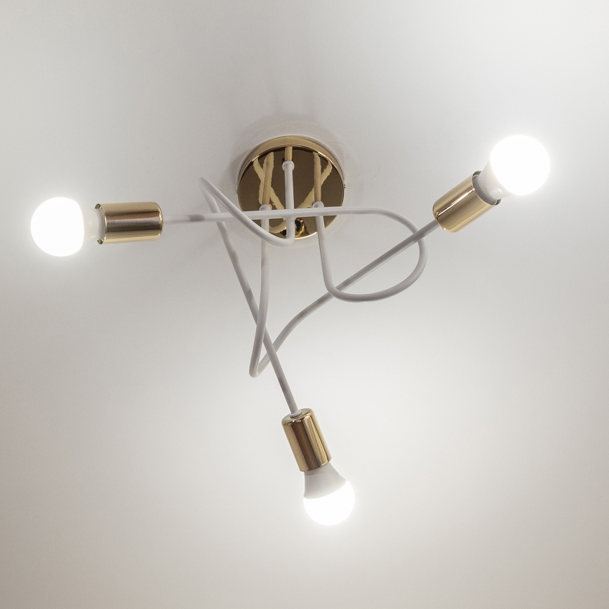 Aufbau-Deckenleuchte OXFORD 3xE27/15W/230V gold/weiß