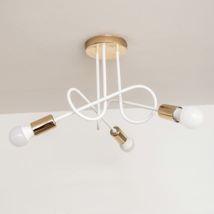 Aufbau-Deckenleuchte OXFORD 3xE27/15W/230V gold/weiß