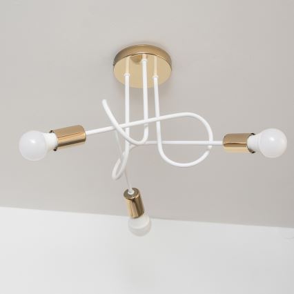 Aufbau-Deckenleuchte OXFORD 3xE27/15W/230V gold/weiß