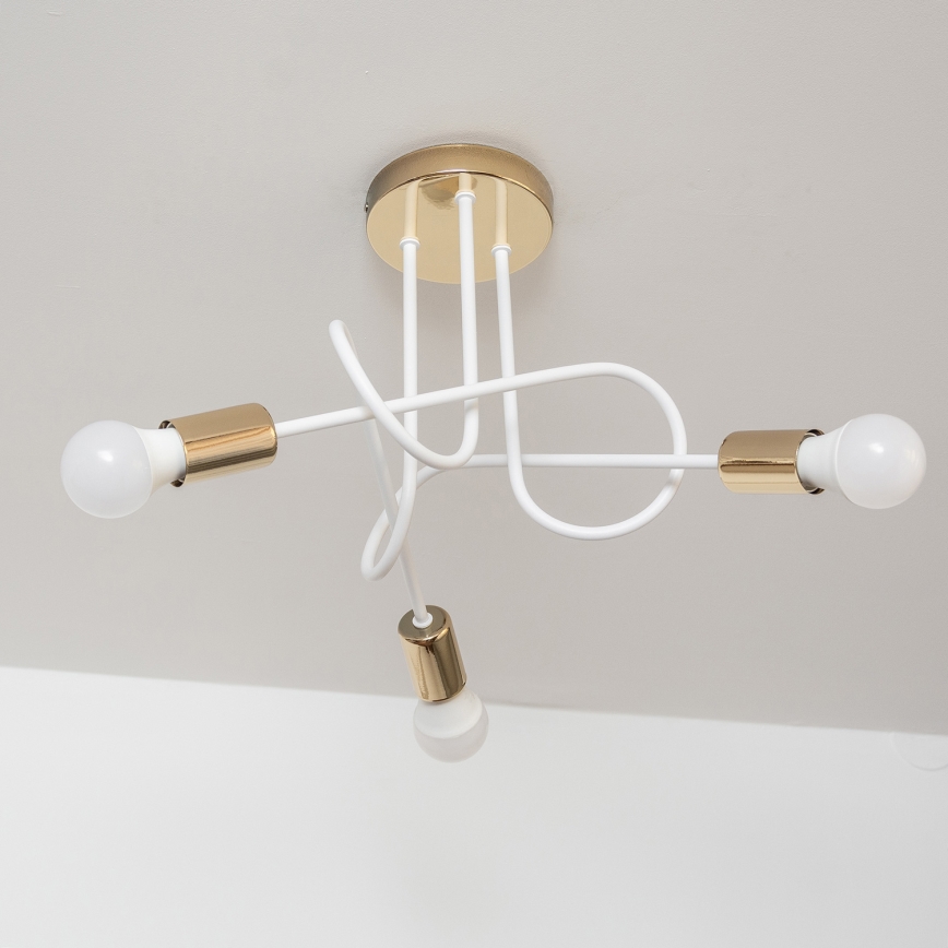 Aufbau-Deckenleuchte OXFORD 3xE27/15W/230V gold/weiß