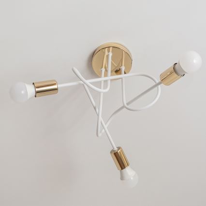 Aufbau-Deckenleuchte OXFORD 3xE27/15W/230V gold/weiß