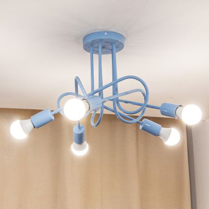 Aufbau-Deckenleuchte OXFORD 5xE27/15W/230V blau