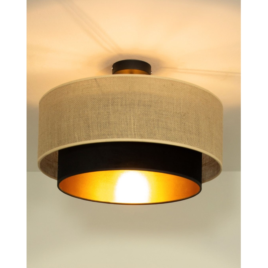 Aufbau-Deckenleuchte SARTA 1xE27/60W/230V Ø 45 cm schwarz/Jute