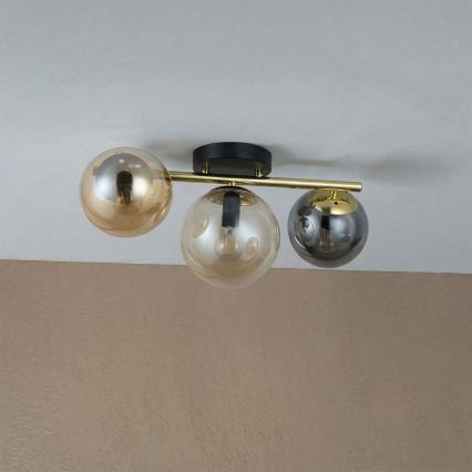 Aufbauleuchte AURIS 3xE14/15W/230V gold/rauchschwarz/beige