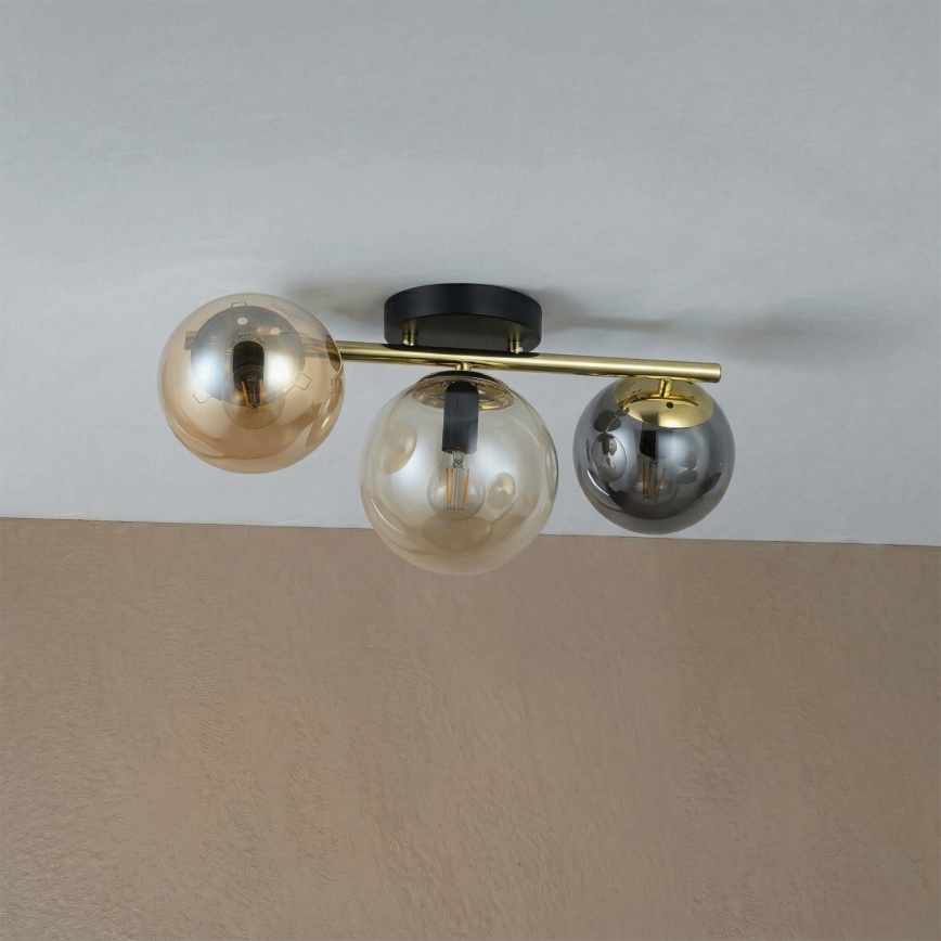 Aufbauleuchte AURIS 3xE14/15W/230V gold/rauchschwarz/beige