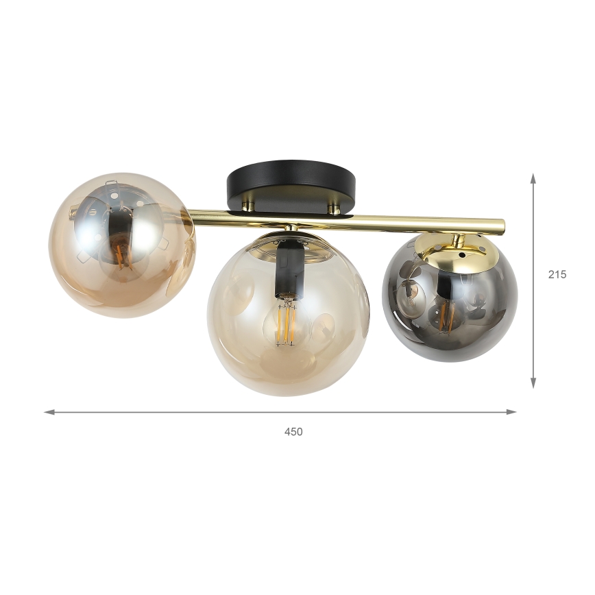 Aufbauleuchte AURIS 3xE14/15W/230V gold/rauchschwarz/beige