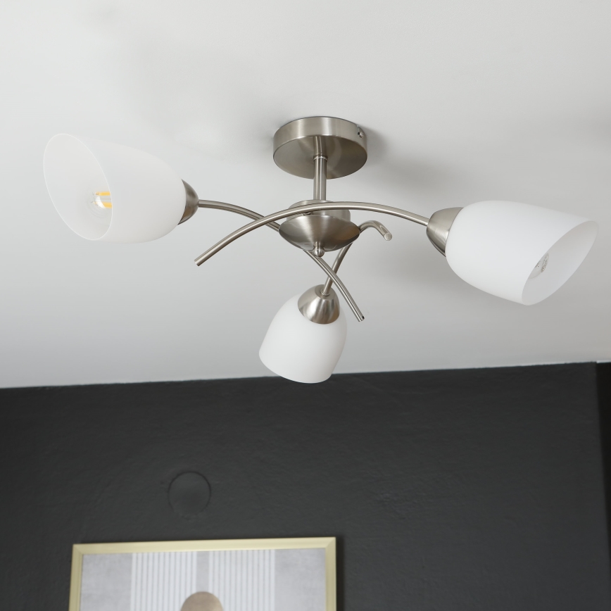 Aufbauleuchte DONNA 3xE27/60W/230V Nickel