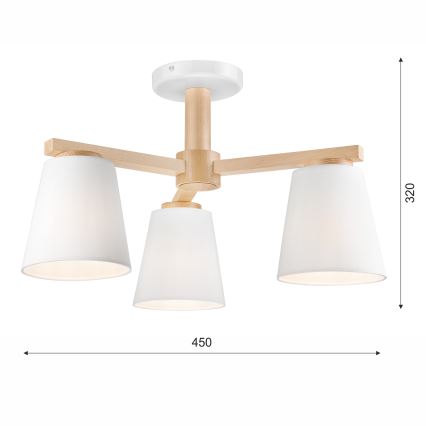 Aufbauleuchte ELLIE 3xE27/60W/230V Buche - FSC-zertifiziert
