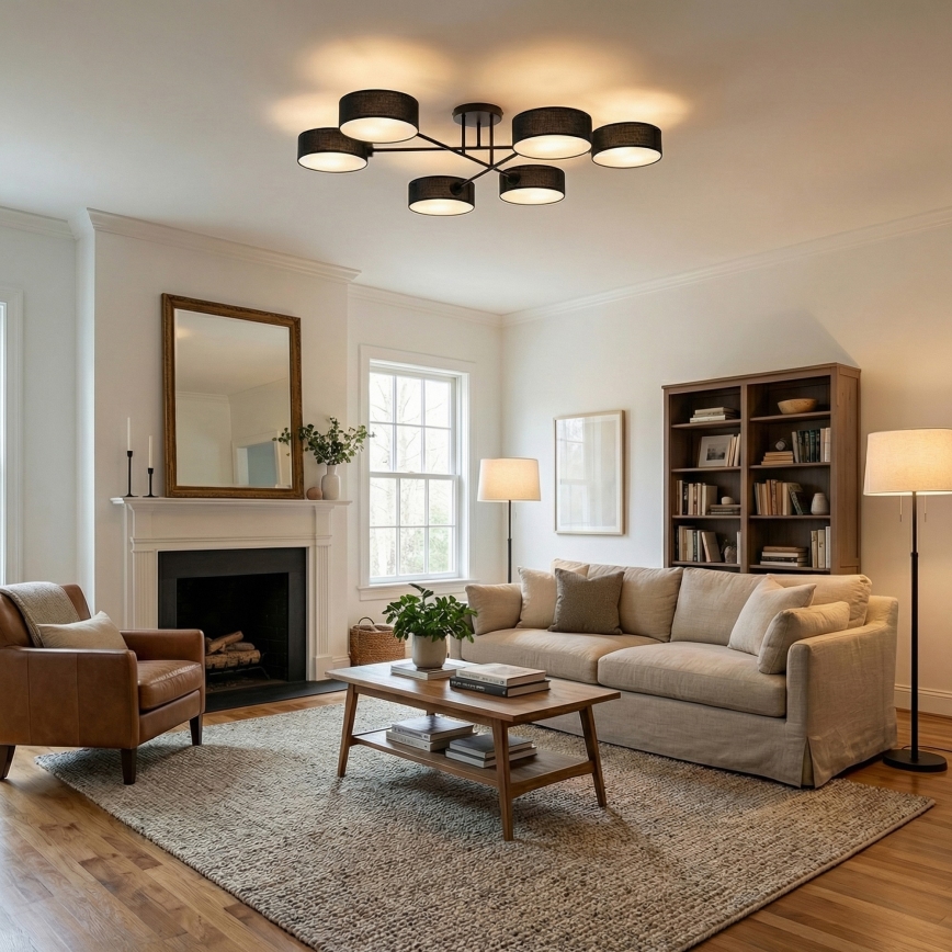 Aufbauleuchte MAGA 6xE14/10W/230V schwarz