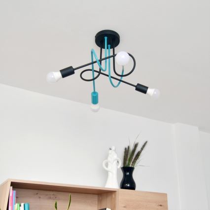 Aufbauleuchte OXFORD 4xE27/15W/230V schwarz/türkisfarben