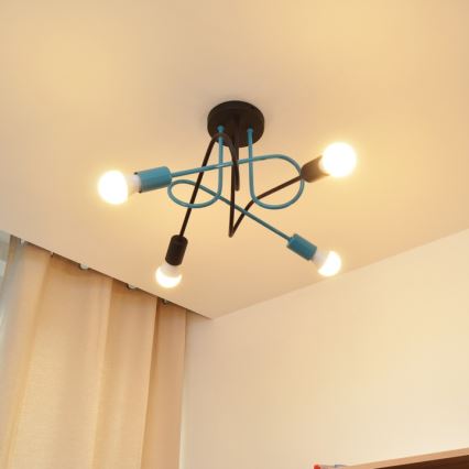 Aufbauleuchte OXFORD 4xE27/15W/230V schwarz/türkisfarben