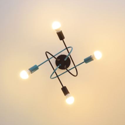 Aufbauleuchte OXFORD 4xE27/15W/230V schwarz/türkisfarben