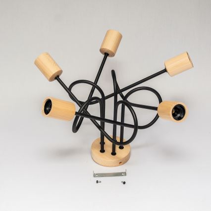 Aufbauleuchte OXFORD 5xE27/15W/230V Kiefer/Schwarz