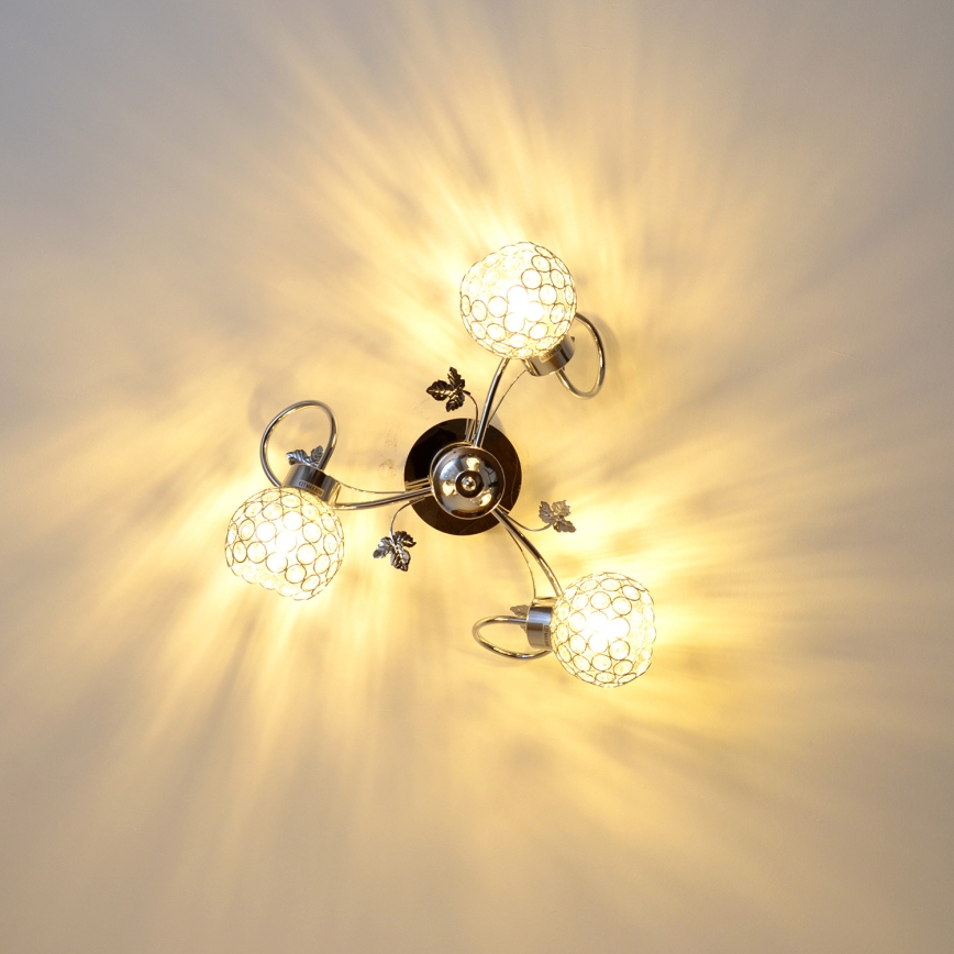 Aufbauleuchte SOPHIA 3xE27/15W/230V glänzendes Chrom/klar