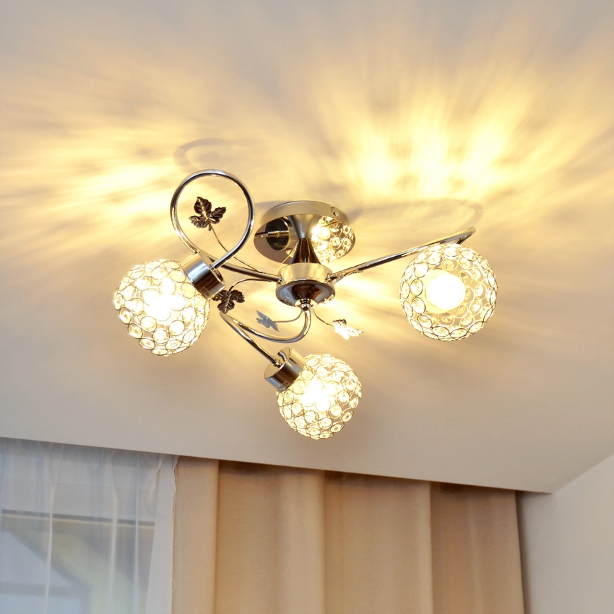Aufbauleuchte SOPHIA 3xE27/15W/230V glänzendes Chrom/klar