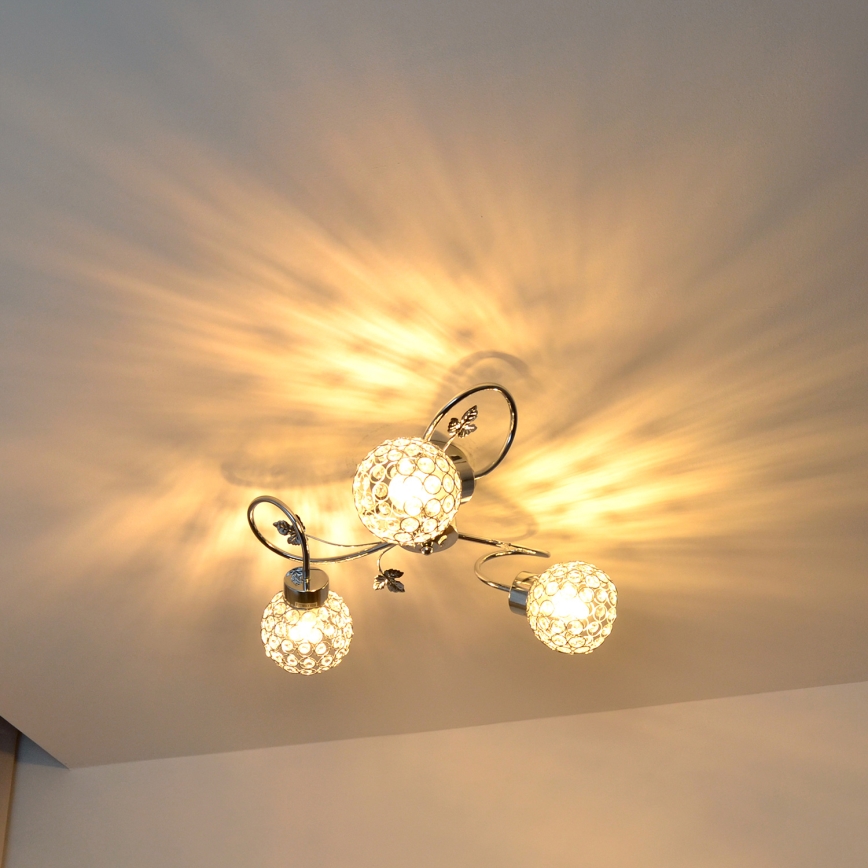 Aufbauleuchte SOPHIA 3xE27/15W/230V glänzendes Chrom/klar