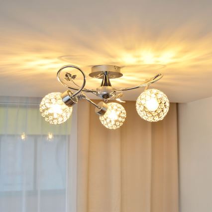 Aufbauleuchte SOPHIA 3xE27/15W/230V glänzendes Chrom/klar