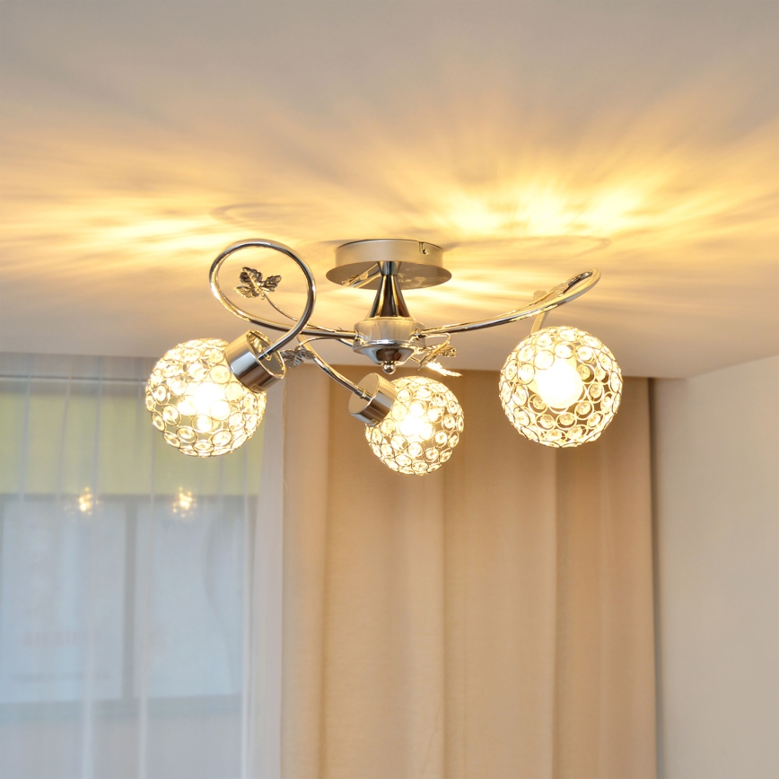 Aufbauleuchte SOPHIA 3xE27/15W/230V glänzendes Chrom/klar