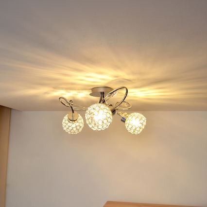 Aufbauleuchte SOPHIA 3xE27/15W/230V glänzendes Chrom/klar