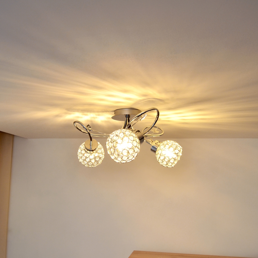 Aufbauleuchte SOPHIA 3xE27/15W/230V glänzendes Chrom/klar