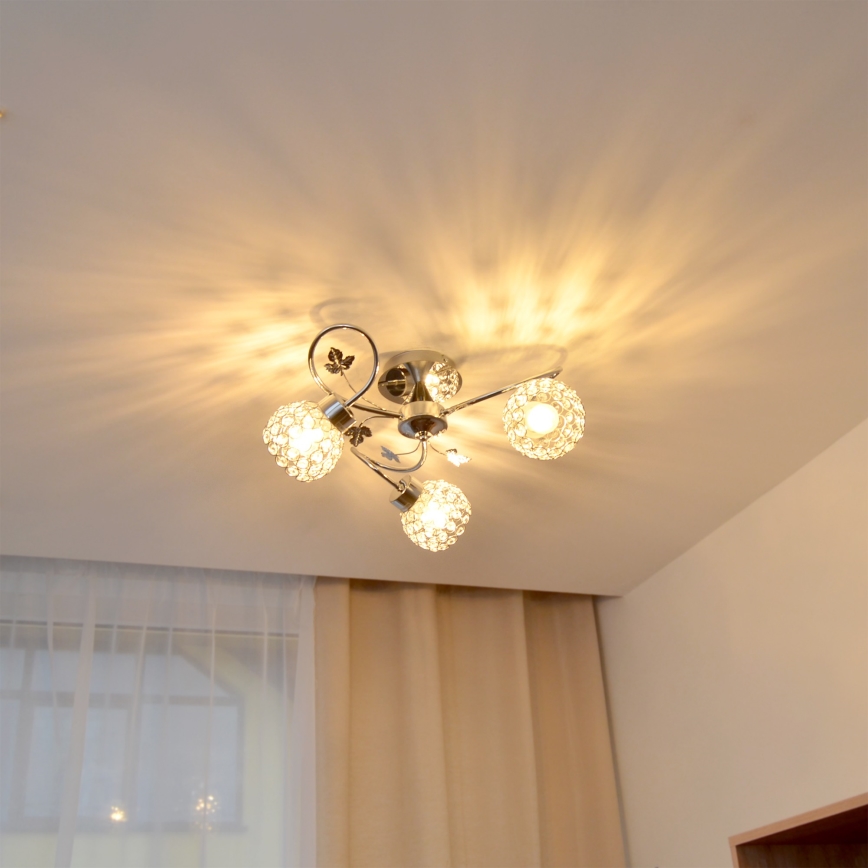 Aufbauleuchte SOPHIA 3xE27/15W/230V glänzendes Chrom/klar
