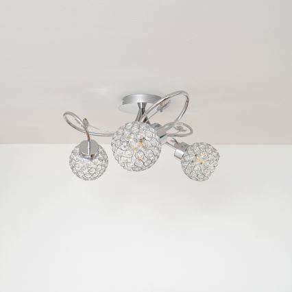 Aufbauleuchte SOPHIA 3xE27/15W/230V glänzendes Chrom/klar