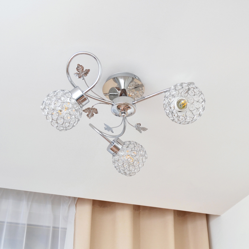 Aufbauleuchte SOPHIA 3xE27/15W/230V glänzendes Chrom/klar