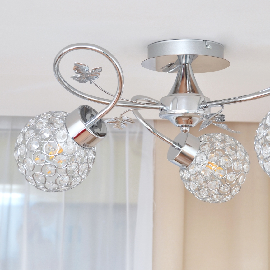 Aufbauleuchte SOPHIA 3xE27/15W/230V glänzendes Chrom/klar