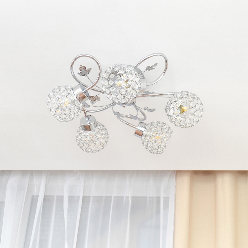 Aufbauleuchte SOPHIA 5xE27/15W/230V glänzendes Chrom/klar