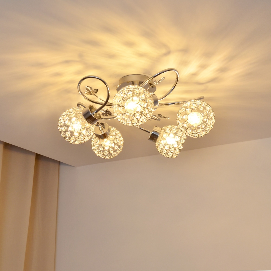 Aufbauleuchte SOPHIA 5xE27/15W/230V glänzendes Chrom/klar