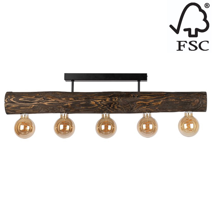 Aufbauleuchte TRABO 5xE27/60W/230V Nussbaumholz – FSC-zertifiziert