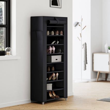 Aufbewahrungsschrank aus Stoff mit Regalen MATIS 58x160 cm schwarz