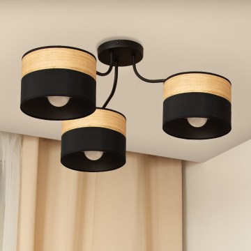 Aufgesetzte Deckenleuchte ALBA, 3x E27, 15 W, 230 V, Ø 66 cm, schwarz/braun