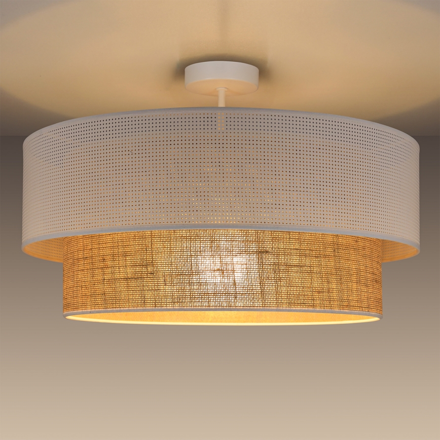 Aufgesetzte Deckenleuchte BORHO 1xE27/60W/230V Ø 40 cm weiß/Jute