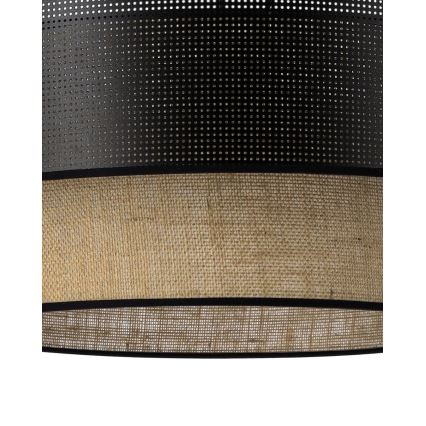 Aufgesetzte Deckenleuchte BORHO 1×E27/60W/230V, Ø 40 cm, schwarz/jute