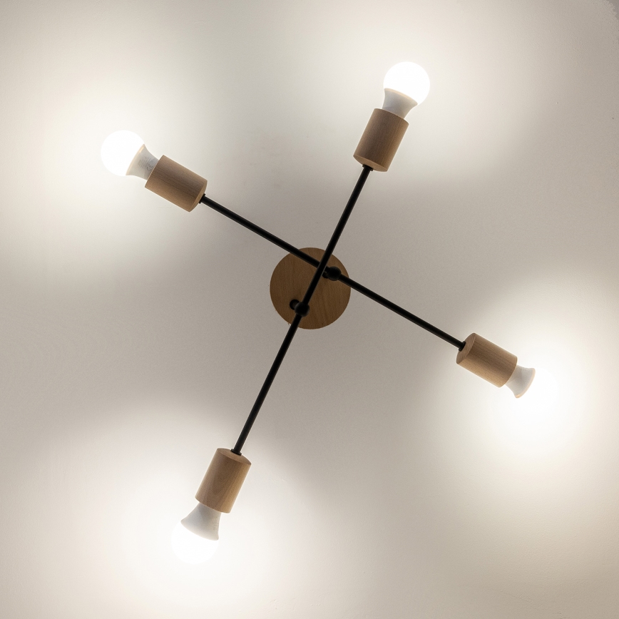 Aufgesetzte Deckenleuchte CAMBRIDGE 4xE27/15W/230V aus Kiefernholz