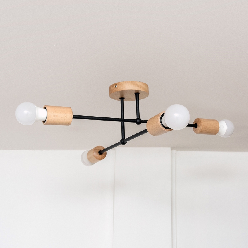 Aufgesetzte Deckenleuchte CAMBRIDGE 4xE27/15W/230V aus Kiefernholz