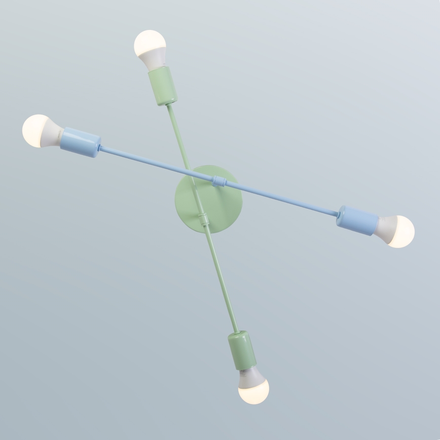 Aufgesetzte Deckenleuchte CAMBRIDGE 4xE27/15W/230V grün/blau