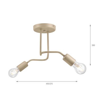 Aufgesetzte Deckenleuchte CHARLIE 2xE27/15W/230V beige