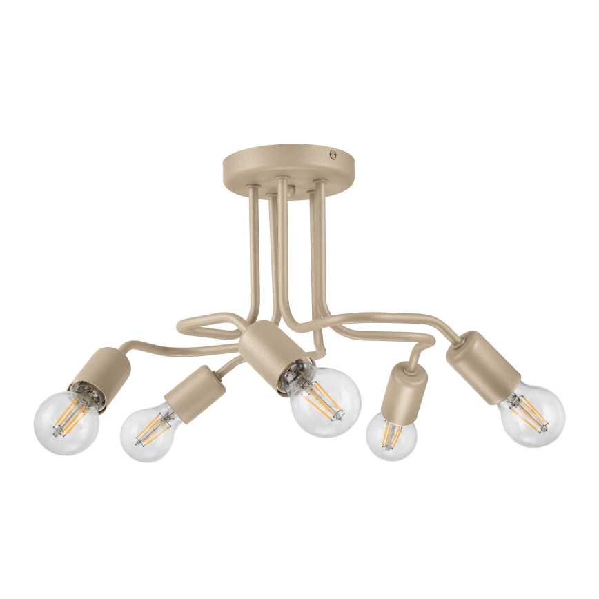 Aufgesetzte Deckenleuchte CHARLIE 5xE27/15W/230V beige