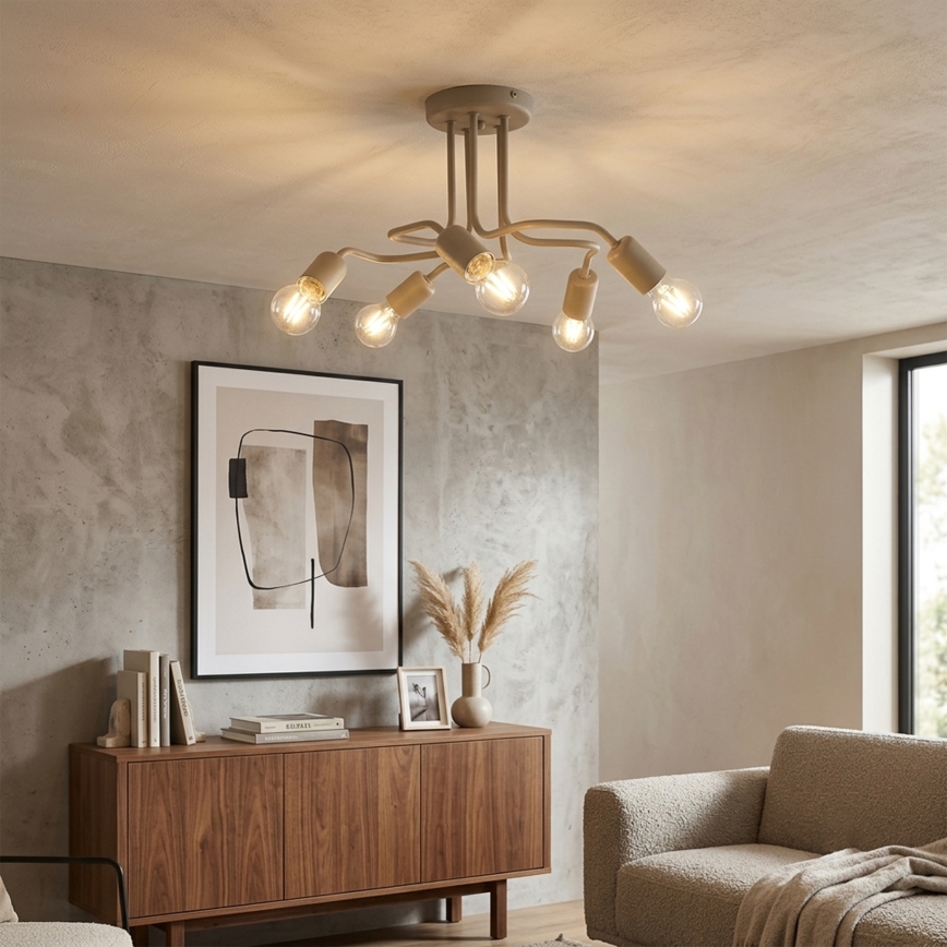 Aufgesetzte Deckenleuchte CHARLIE 5xE27/15W/230V beige