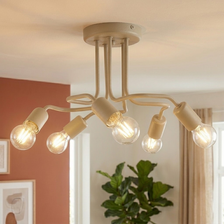 Aufgesetzte Deckenleuchte CHARLIE 5xE27/15W/230V beige