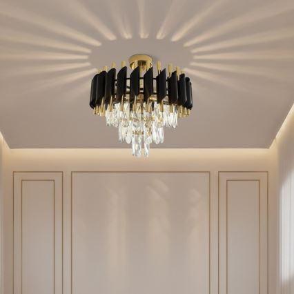 Aufgesetzte Deckenleuchte CRISTAL 5xE14/10W/230V schwarz/gold