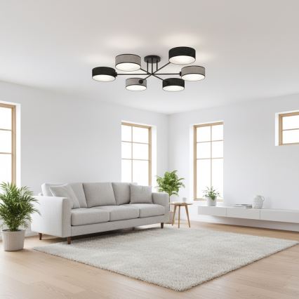 Aufgesetzte Deckenleuchte MAGA 6xE14/10W/230V schwarz/grau