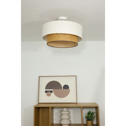 Aufgesetzte Deckenleuchte NATIA 1xE27/60W/230V Ø 45 cm weiß/braun